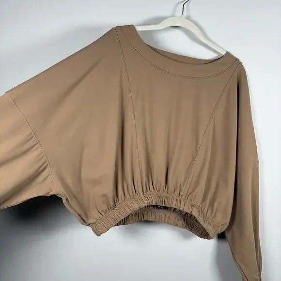 Balance Athletica Neutral Tan Oversized Elastic Cinch Waiset Outlander Pullover - Picture 4 of 9